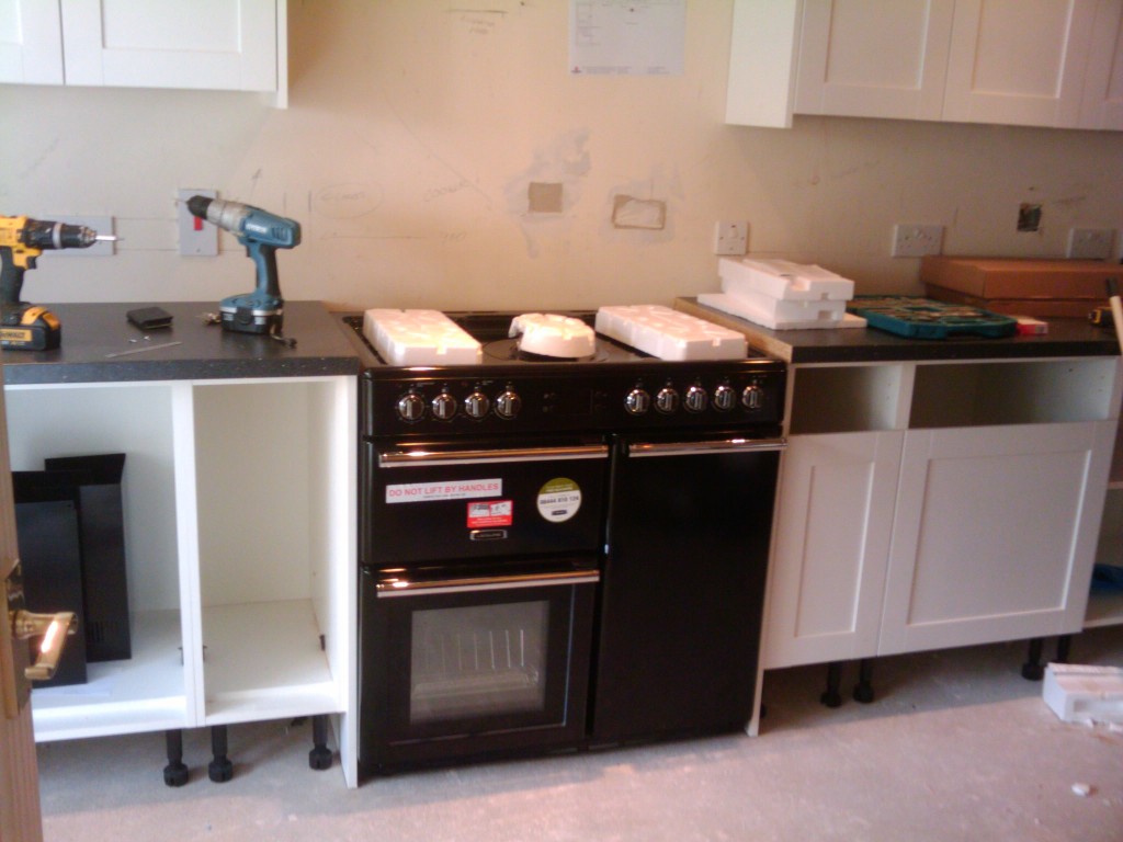 The Leisure 90cm range cooker is in place
